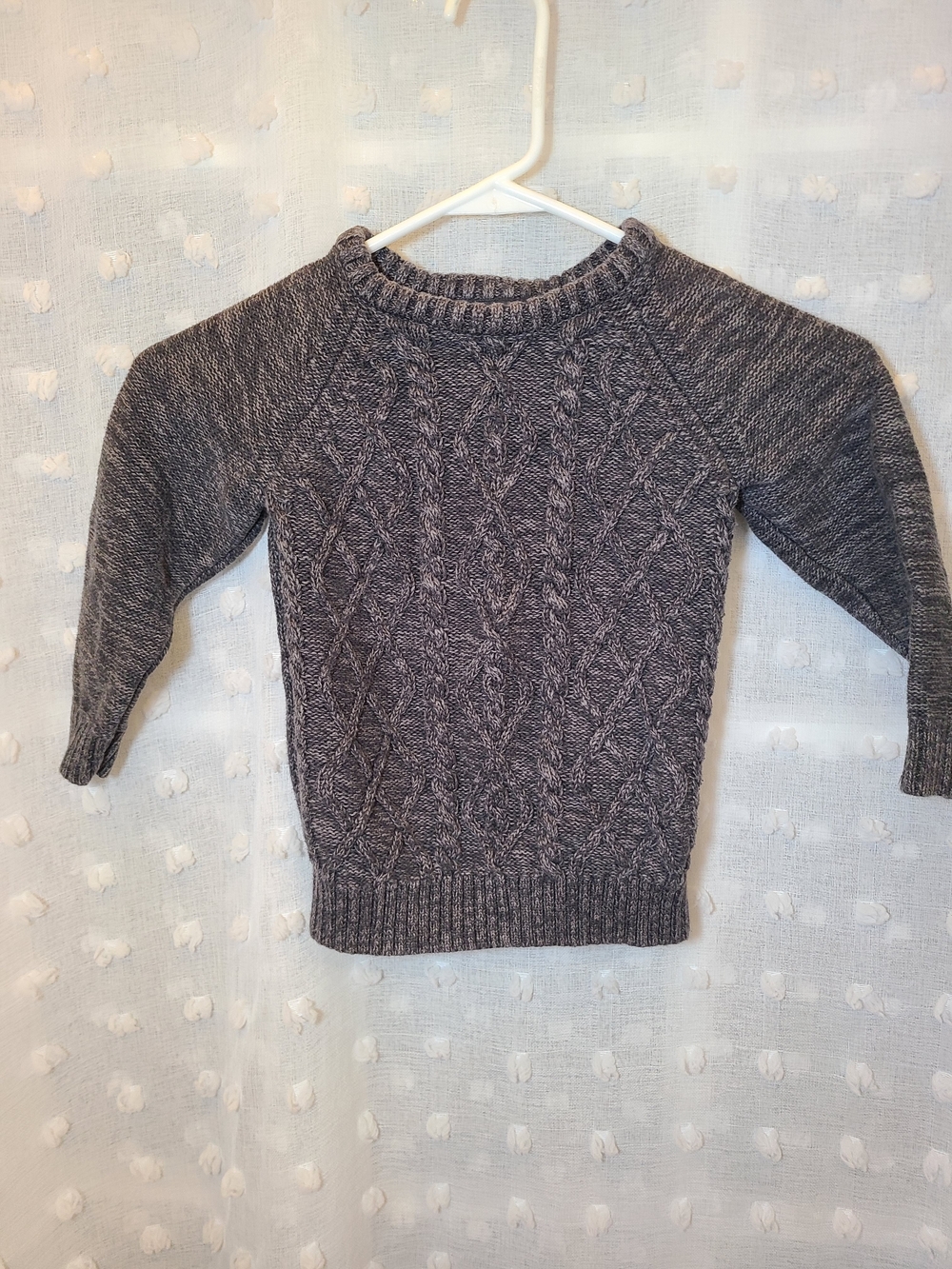 Old Navy Heather Gray Cable Crewneck Sweater